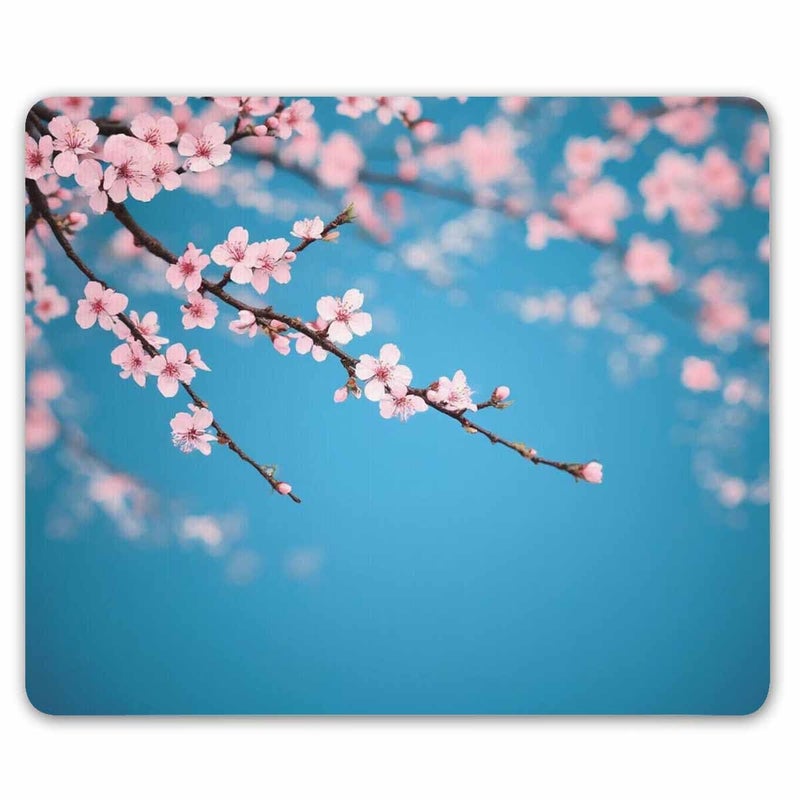 Smooffly Sakura Mouse Pad,Leaves and Plants Ombre Spring Japanese Sakura Flowers in Garden Park Gaming Mouse Pad - Image 1